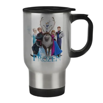 Frozen, Κούπα ταξιδιού ανοξείδωτη με καπάκι, διπλού τοιχώματος (θερμό) 450ml
