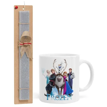 Frozen, Easter Set, Ceramic Cup (330ml) & Easter aromatic flat candle (30cm) (GRAY)