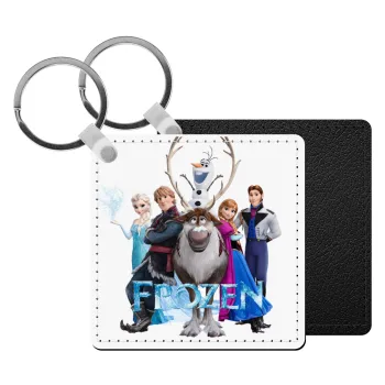 Frozen, Μπρελόκ Δερματίνη, τετράγωνο ΜΑΥΡΟ (5x5cm)