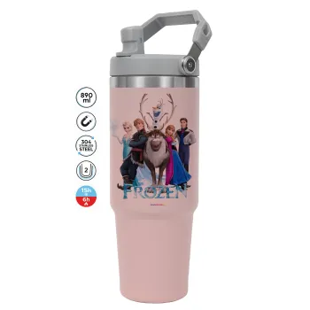Frozen, ΡΟΖ χρώματος Θερμός Ανοξείδωτο 890ml (30oz) με χερούλι