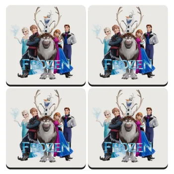 Frozen, ΣΕΤ 4 Σουβέρ ξύλινα τετράγωνα (9cm)