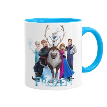 Frozen, Κούπα χρωματιστή γαλάζια, κεραμική, 330ml