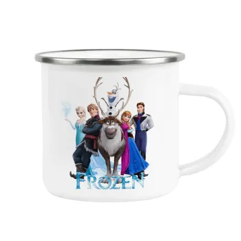 Frozen, Metallic enamel cup white 360ml
