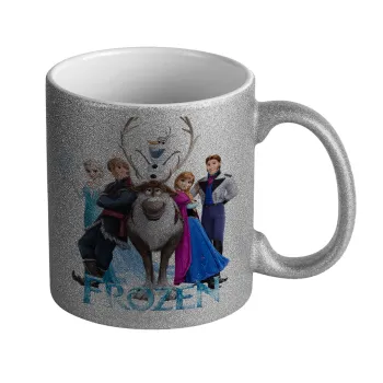 Frozen, Κούπα Ασημένια Glitter που γυαλίζει, κεραμική, 330ml