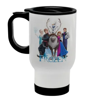 Frozen, Stainless steel travel mug with lid, double wall white 450ml