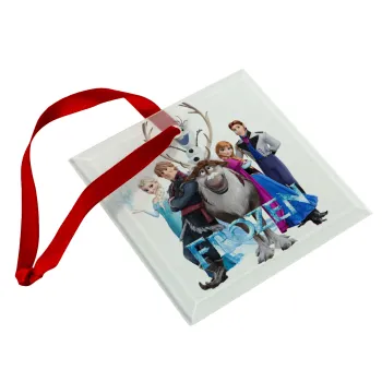 Frozen, Christmas ornament, glass square ornament 9x9cm