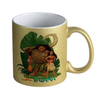 Vaiana, Κούπα Χρυσή Glitter που γυαλίζει, κεραμική, 330ml
