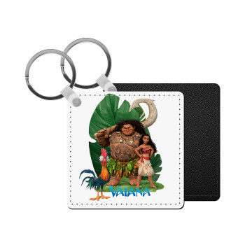 Vaiana, Μπρελόκ Δερματίνη, τετράγωνο ΜΑΥΡΟ (5x5cm)