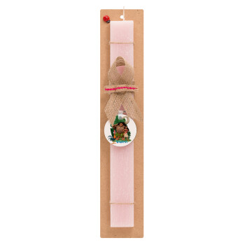 Vaiana, Easter Set, wooden keychain & scented flat Easter candle (30cm) (PINK)