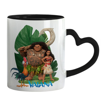 Vaiana, Mug heart black handle, ceramic, 330ml