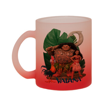 Vaiana, Κούπα γυάλινη δίχρωμη με βάση το κόκκινο ματ, 330ml