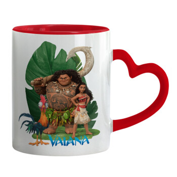 Vaiana, Mug heart red handle, ceramic, 330ml