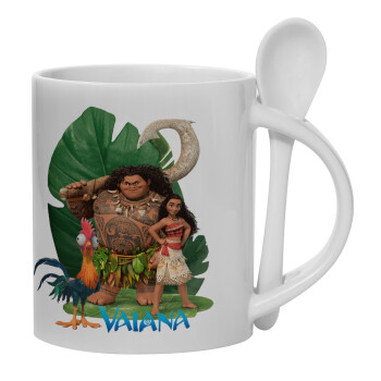 Vaiana, Ceramic coffee mug with Spoon, 330ml (1pcs)