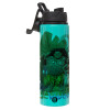 Metallic water bottle with safety lid, 850ml aluminum