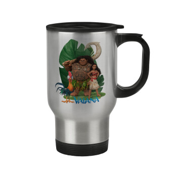 Vaiana, Κούπα ταξιδιού ανοξείδωτη με καπάκι, διπλού τοιχώματος (θερμό) 450ml