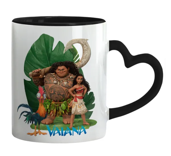 Vaiana — Mug heart black handle, ceramic, 330ml