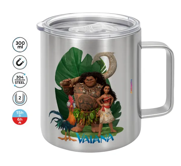 Vaiana — Double-walled stainless steel mug 300ml with temperature-retaining lid
