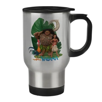 Vaiana, Κούπα ταξιδιού ανοξείδωτη με καπάκι, διπλού τοιχώματος (θερμό) 450ml