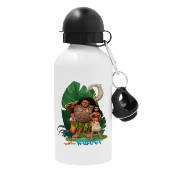 Vaiana, Metal water bottle, White, aluminum 500ml