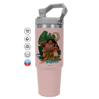 Vaiana, ΡΟΖ χρώματος Θερμός Ανοξείδωτο 890ml (30oz) με χερούλι