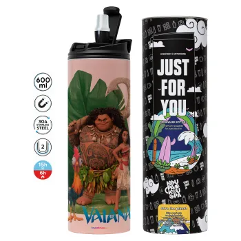 Vaiana, Tumbler ποτήρι θερμό ΡΟΖ από ανοξείδωτο ατσάλι 600ml