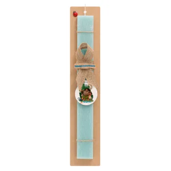 Vaiana, Easter Set, wooden keychain & aromatic flat Easter candle (30cm) (TURQUOISE)