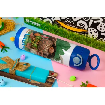 Vaiana, Easter candle, Childrens hot water bottle, stainless steel, with safety straw, BLUE (500ml)