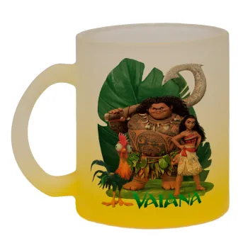 Vaiana, Κούπα γυάλινη δίχρωμη με βάση το κίτρινο ματ, 330ml