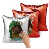 Μαξιλάρι καναπέ Μαγικό Κόκκινο με πούλιες 40x40cm περιέχεται το γέμισμα