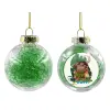 Στολίδι Χριστουγεννιάτικη μπάλα δένδρου διάφανη με πράσινο γέμισμα 8cm