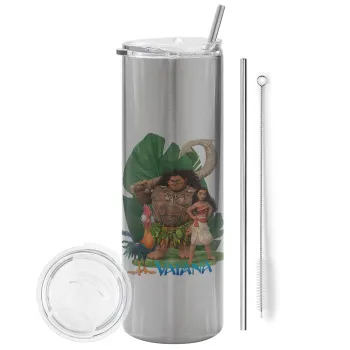Vaiana, Tumbler stainless steel Silver 600ml, with metal straw & cleaning brush