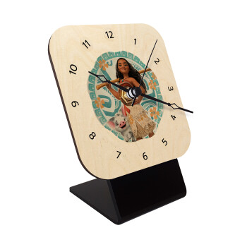 Moana, Quartz Table clock in natural wood (10cm)