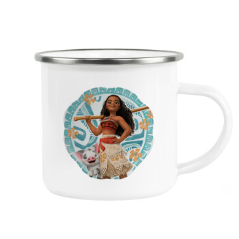 Moana, Metallic enamel cup white 360ml