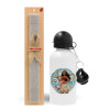 Easter Set, metallic aluminum water bottle (500ml) & aromatic flat Easter candle (30cm) (GRAY)