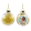 Transparent Christmas tree ball ornament with gold filling 8cm
