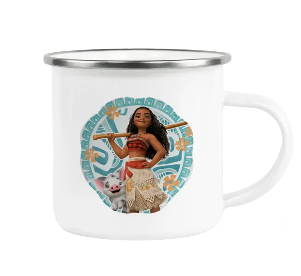 Moana — Metallic enamel cup white 360ml
