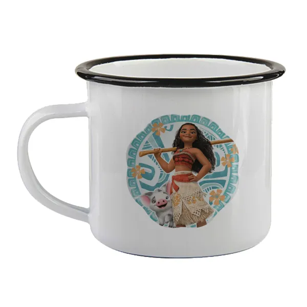 Moana — Enamel mug with black rim, 360ml