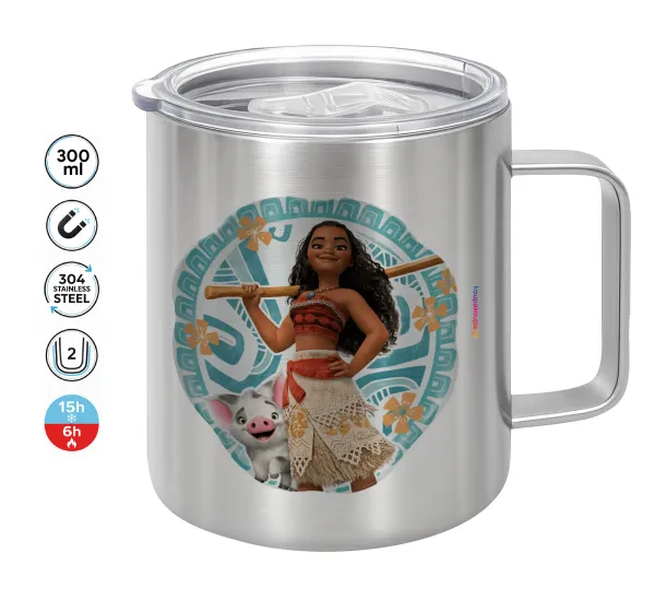 Moana — Double-walled stainless steel mug 300ml with temperature-retaining lid