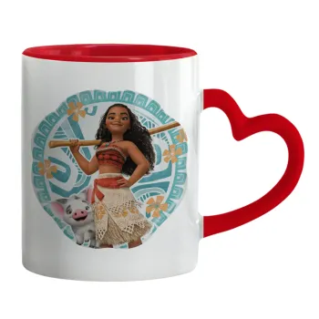 Moana, Mug heart red handle, ceramic, 330ml