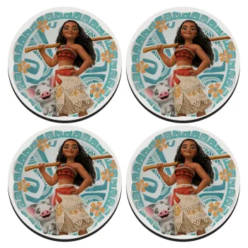Moana, ΣΕΤ 4 Σουβέρ ξύλινα στρογγυλά (9cm)