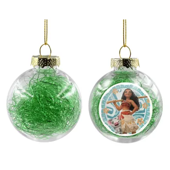 Moana, Transparent Christmas tree ball ornament with green filling 8cm
