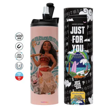 Moana, Tumbler ποτήρι θερμό ΡΟΖ από ανοξείδωτο ατσάλι 600ml