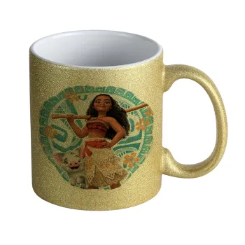 Moana, Κούπα Χρυσή Glitter που γυαλίζει, κεραμική, 330ml