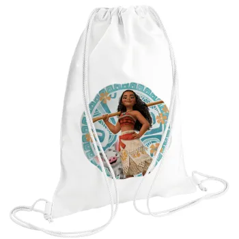 Moana, Τσάντα πλάτης πουγκί GYMBAG λευκή (28x40cm)
