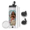 Travel Tumbler θερμό με διπλό καπάκι, μεταλλικό καλαμάκι και βούρτσα καθαρισμού (Ανωξείδωτο 304 Food grade, BPA free, 600ml)
