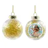 Transparent Christmas tree ball ornament with gold filling 8cm