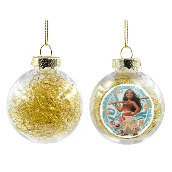 Moana, Transparent Christmas tree ball ornament with gold filling 8cm