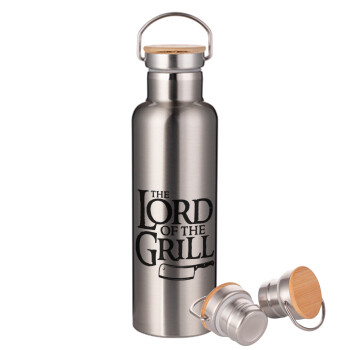 The Lord of the Grill, Stainless steel Silver with wooden lid (bamboo), double wall, 750ml