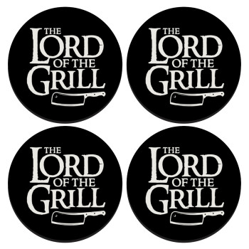 The Lord of the Grill, SET of 4 round wooden coasters (9cm)