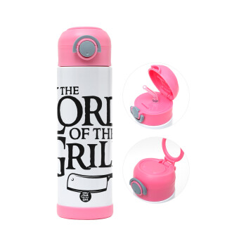 The Lord of the Grill, Children's hot water bottle, stainless steel, with safety straw, PINK (500ml)